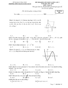 Đề thi khảo sát chất lượng lần 3 năm học 2018-2019 môn Toán Lớp 12 - Mã đề 105 - Trường THPT Nguyễn Viết Xuân