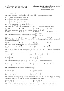 Đề thi khảo sát chất lượng lần 3 năm học 2018-2019 môn Toán Lớp 10 - Mã đề 110 - Trường THPT Nguyễn Đăng Đạo