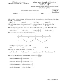 Đề thi khảo sát chất lượng lần 3 năm học 2018-2019 môn Toán Lớp 12 - Mã đề 101 - Trường THPT Nguyễn Viết Xuân