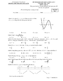 Đề thi khảo sát chất lượng lần 3 năm học 2018-2019 môn Toán Lớp 12 - Mã đề 301 - Trường THPT Nguyễn Viết Xuân