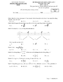 Đề thi khảo sát chất lượng lần 3 năm học 2018-2019 môn Toán Lớp 12 - Mã đề 305 - Trường THPT Nguyễn Viết Xuân