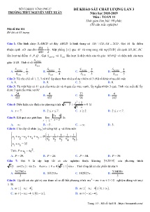 Đề thi khảo sát chất lượng lần 3 năm học 2018-2019 môn Toán Lớp 11 - Mã đề 101 - Trường THPT Nguyễn Viết Xuân (Có đáp án)