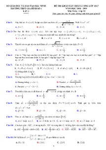 Đề thi khảo sát chất lượng Lớp 10A7 năm học 2018-2019 môn Toán lần 1 - Trường THPT Gia Bình Số 1 (Có đáp án)