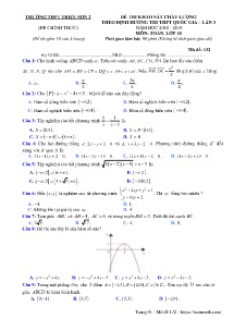Đề thi khảo sát chất lượng theo định hướng thi THPT Quốc Gia lần 3 môn Toán Lớp 10 - Mã đề 132 - Trường THPT Triệu Sơn 2 (Có đáp án)