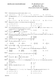 Đề thi khảo sát lần 1 năm học 2018-2019 môn Toán Lớp 11 - Mã đề 110 - Trường THPT Nguyễn Đăng Đạo (Có đáp án)