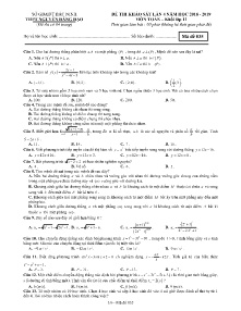 Đề thi khảo sát lần 4 năm học 2018-2019 môn Toán Khối 11 - Mã đề 035 - Trường THPT Nguyễn Đăng Đạo (Có đáp án)