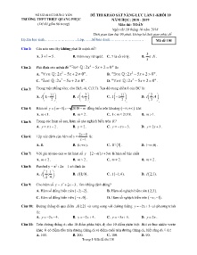 Đề thi khảo sát năng lực lần I năm học 2018-2019 môn Toán Khối 10 - Mã đề 101 - Trường THPT Triệu Quang Phục (Có đáp án)