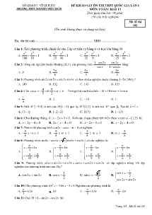 Đề thi khảo sát ôn thi THPT Quốc Gia Lần 1 môn Toán Khối 11 - Mã đề 102 - Trường THPT Nguyễn Viết Xuân (Có đáp án)