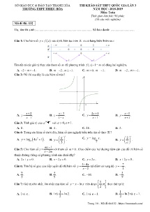 Đề thi khảo sát THPT Quốc Gia lần 3 năm học 2018-2019 môn Toán - Mã đề 132 - Trường THPT Thiệu Hóa (Có đáp án)