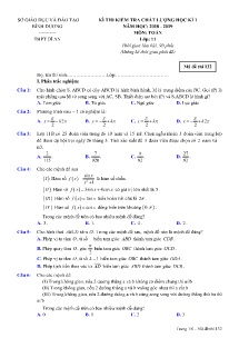 Đề thi kiểm tra chất lượng học kỳ 1 năm học 2018-2019 môn Toán Lớp 11 - Mã đề 132 - Trường THPT Dĩ An (Có đáp án)