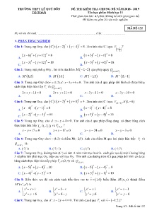 Đề thi kiểm tra chung đề năm học 2018-2019 môn Hình Học Lớp 11 - Mã đề 132 - Trường THPT Lê Quý Đôn (Có đáp án)