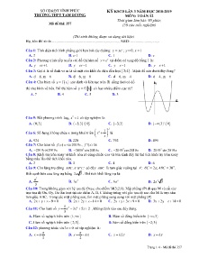 Đề thi KSCĐ Lần 3 năm học 2018-2019 môn Toán Lớp 12 - Mã đề 357 - Trường THPT Tam Dương