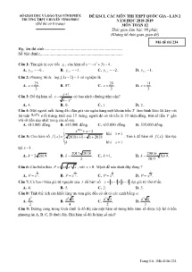 Đề thi KSCL các môn thi THPT Quốc Gia lần 2 năm học 2018-2019 môn Toán Lớp 12 - Mã đề 234 - Trường THPT Chuyên Vĩnh Phúc (Có đáp án)