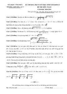 Đề thi KSCL đội tuyển học sinh giỏi Khối 10 môn Toán năm học 2018-2019 - Trường THPT Yên Lạc 2 (Có đáp án)
