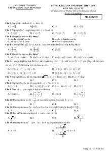 Đề thi KSCL Lần 1 năm học 2018-2019 môn Toán Khối 11 - Mã đề 002 - Trường THPT Trần Hưng Đạo (Có đáp án)