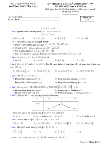 Đề thi KSCL lần 2 năm học 2018-2019 môn Toán Khối 10 - Mã đề 132 - Trường THPT Yên Lạc 2 (Có đáp án)