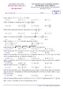 Đề thi KSCL Lần 2 năm học 2018-2019 môn Toán Khối 11 - Mã đề 002 - Trường THPT Yên Lạc 2 (Có đáp án)