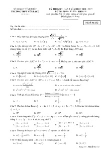 Đề thi KSCL Lần 3 năm học 2018-2019 môn Toán Khối 10 - Mã đề 132 - Trường THPT Yên Lạc 2 (Có đáp án)