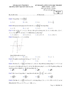 Đề thi KSCL lần 3 năm học 2018-2019 môn Toán Lớp 12 - Mã đề 108 - Trường THPT Nguyễn Viết Xuân