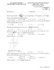Đề thi KSCL lần 3 năm học 2018-2019 môn Toán Lớp 12 - Mã đề 106 - Trường THPT Nguyễn Viết Xuân