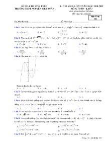 Đề thi KSCL lần 3 năm học 2018-2019 môn Toán Lớp 12 - Mã đề 104 - Trường THPT Nguyễn Viết Xuân