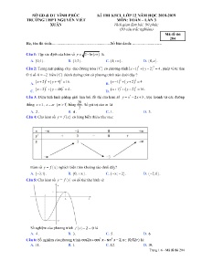 Đề thi KSCL lần 3 năm học 2018-2019 môn Toán Lớp 12 - Mã đề 204 - Trường THPT Nguyễn Viết Xuân