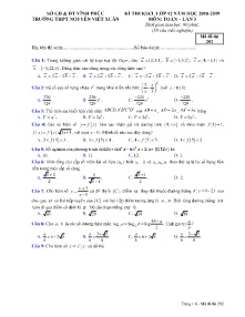 Đề thi KSCL lần 3 năm học 2018-2019 môn Toán Lớp 12 - Mã đề 202 - Trường THPT Nguyễn Viết Xuân