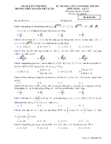 Đề thi KSCL lần 3 năm học 2018-2019 môn Toán Lớp 12 - Mã đề 308 - Trường THPT Nguyễn Viết Xuân