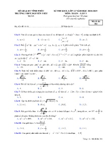 Đề thi KSCL lần 3 năm học 2018-2019 môn Toán Lớp 12 - Mã đề 304 - Trường THPT Nguyễn Viết Xuân