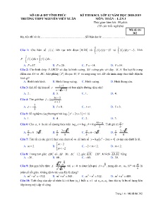 Đề thi KSCL lần 3 năm học 2018-2019 môn Toán Lớp 12 - Mã đề 302 - Trường THPT Nguyễn Viết Xuân