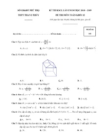 Đề thi KSCL Lần I năm học 2018-2019 môn Toán Khối 12 - Mã đề 145 - Trường THPT Thanh Thủy