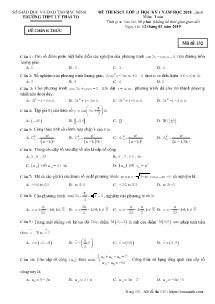 Đề thi KSCL Lớp 11 Học Kỳ I năm học 2018-2019 môn Toán - Mã đề 132 - Trường THPT Lý Thái Tổ (Có đáp án)