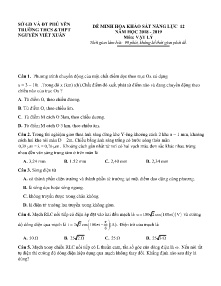 Đề thi minh họa khảo sát năng lực năm học 2018-2019 môn Vật Lý - Trường THCS-THPT Nguyễn Viết Xuân (Có đáp án)