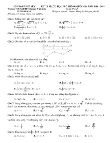 Đề thi minh họa kì thi THPT Quốc Gia năm học 2018-2019 môn Toán - Trường THCS-THPT Nguyễn Viết Xuân (Có đáp án)