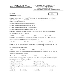 Đề thi minh họa THPT Quốc Gia môn Vật Lý - Trường THCS và THPT Nguyễn Bá Ngọc (Có đáp án)