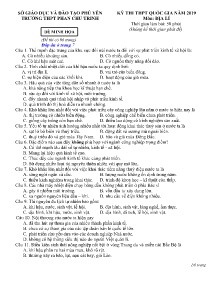 Đề thi minh họa THPT Quốc Gia năm 2019 môn Địa Lí - Trường THPT Phan Chu Trinh (Có đáp án)