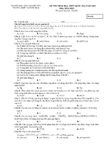 Đề thi minh họa THPT Quốc Gia năm 2019 môn Hóa Học - Trường THPT Nguyễn Trãi (Có lời giải)