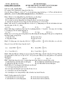 Đề thi minh họa THPT Quốc Gia năm 2019 môn Vật Lý - Nguyễn Nhạc