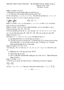 Đề thi môn Toán Khối 10 lần 2 năm học 2018-2019 - Trường THPT Thạch Thành I (Có đáp án)