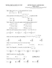 Đề thi năng lực năm học 2018-2019 môn Toán Lớp 12 - Trường THPT Nguyễn Văn Linh (Có đáp án)
