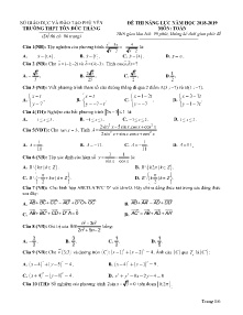 Đề thi năng lực năm học 2018-2019 môn Toán - Trường THPT Tôn Đức Thắng (Có lời giải)