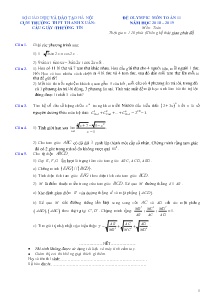 Đề thi olympic môn Toán Lớp 11 năm học 2018-2019 - Cụm trường THPT Thanh Xuân - Cầu Giấy - Thường Tín (Có lời giải)
