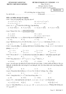 Đề thi sát hạch lần 1 năm học 2019-2020 môn Toán Lớp 11 - Mã đề 132 - Trường THPT Đoàn Thượng (Có đáp án)