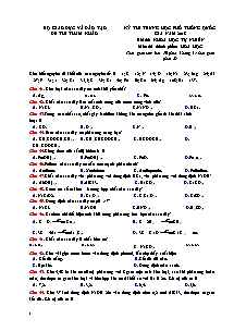 Đề thi tham khảo THPT Quốc Gia năm 2018 môn Hóa Học - Bộ GD&ĐT (Có lời giải)