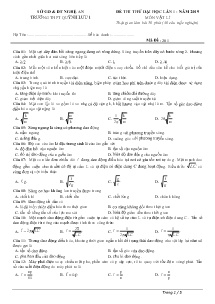 Đề thi thử Đại học Lần 1 năm 2019 môn Vật Lí - Mã đề 201 - Trường THPT Quỳnh Lưu 1 (Có đáp án)