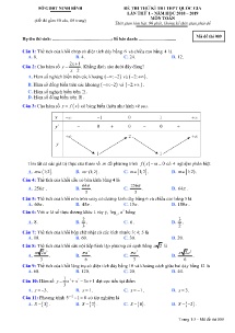 Đề thi thử kì thi THPT Quốc Gia lần thứ 1 năm 2018-2019 môn Toán - Mã đề 009 - Sở GD&ĐT Ninh Bình