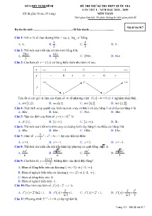 Đề thi thử kì thi THPT Quốc Gia lần thứ 1 năm 2018-2019 môn Toán - Mã đề 017 - Sở GD&ĐT Ninh Bình
