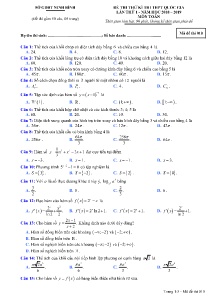 Đề thi thử kì thi THPT Quốc Gia lần thứ 1 năm 2018-2019 môn Toán - Mã đề 010 - Sở GD&ĐT Ninh Bình