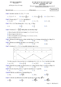Đề thi thử kì thi THPT Quốc Gia lần thứ 1 năm 2018-2019 môn Toán - Mã đề 012 - Sở GD&ĐT Ninh Bình