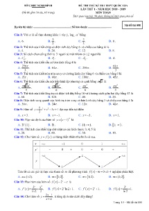 Đề thi thử kì thi THPT Quốc Gia lần thứ 1 năm 2018-2019 môn Toán - Mã đề 008 - Sở GD&ĐT Ninh Bình